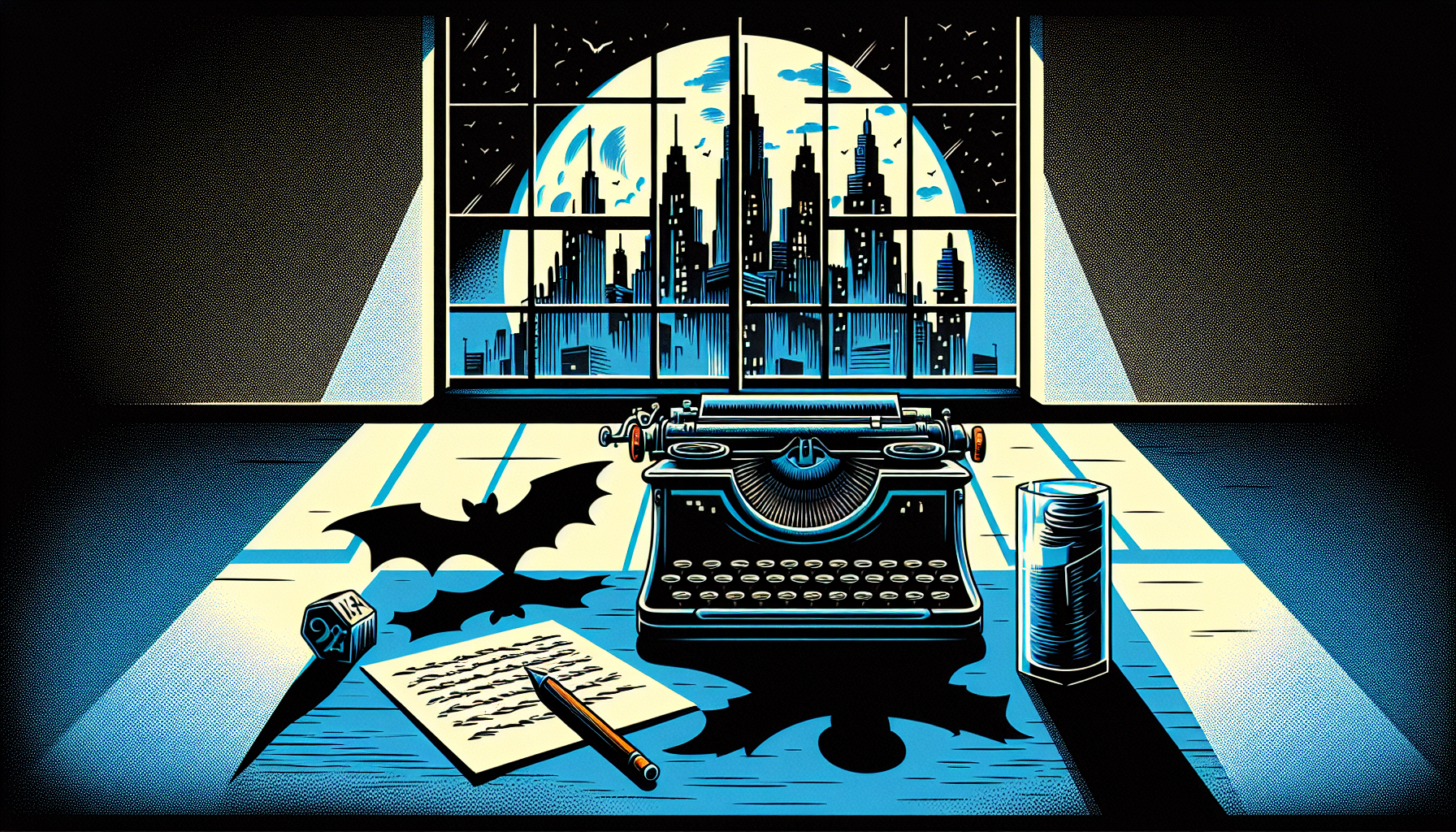 Here's a DALL-E prompt for an image related to that article title:nnA moody, noir-style illustration of a writer's desk at night, with a skyline of Gotham City visible through a window. On the desk are scattered screenplay pages, a bat-shaped paperweight, and a vintage typewriter casting dramatic shadows.